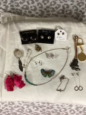 Scott Hot Pink Tassel and Mixed Metal Earrings Jewelry Assortment